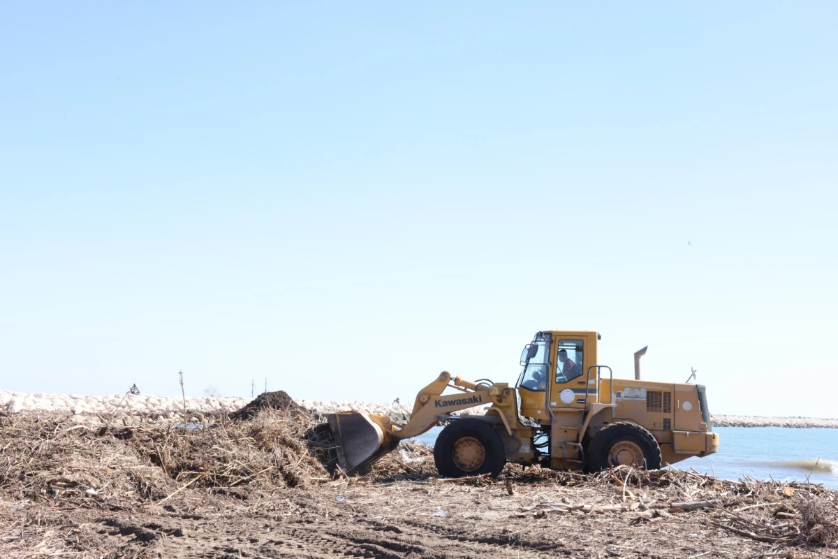Mersin Millet Bah&ccedil;esi Sahili Bal&ccedil;ıktan Temizleniyor